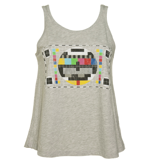Ladies Grey Retro TV Test Pattern Swing Vest