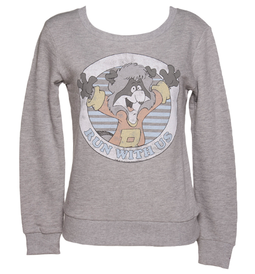 Ladies Grey The Raccoons Run With Us Sweater