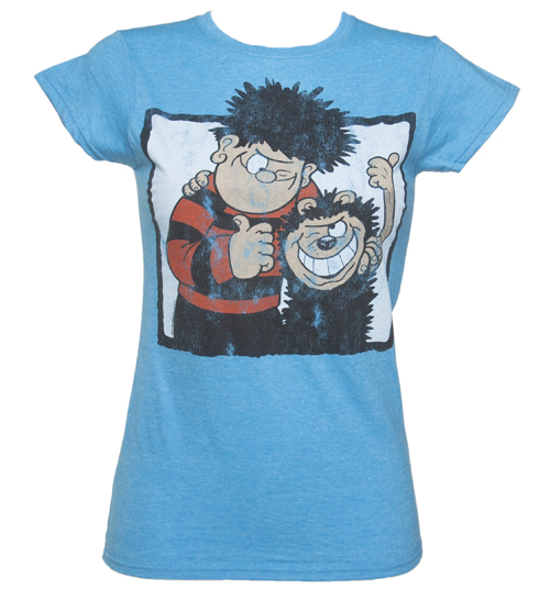 TruffleShuffle Ladies Heather Blue Beano and Gnasher T-Shirt