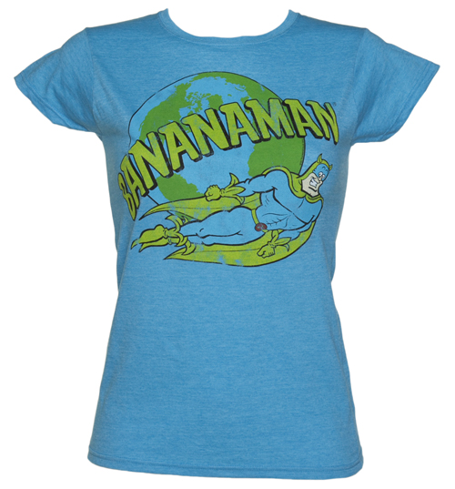 TruffleShuffle Ladies Heather Blue Retro Bananaman T-Shirt