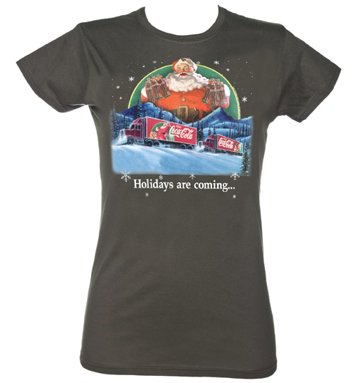 TruffleShuffle Ladies Holidays Are Coming Coca Cola Truck T-Shirt