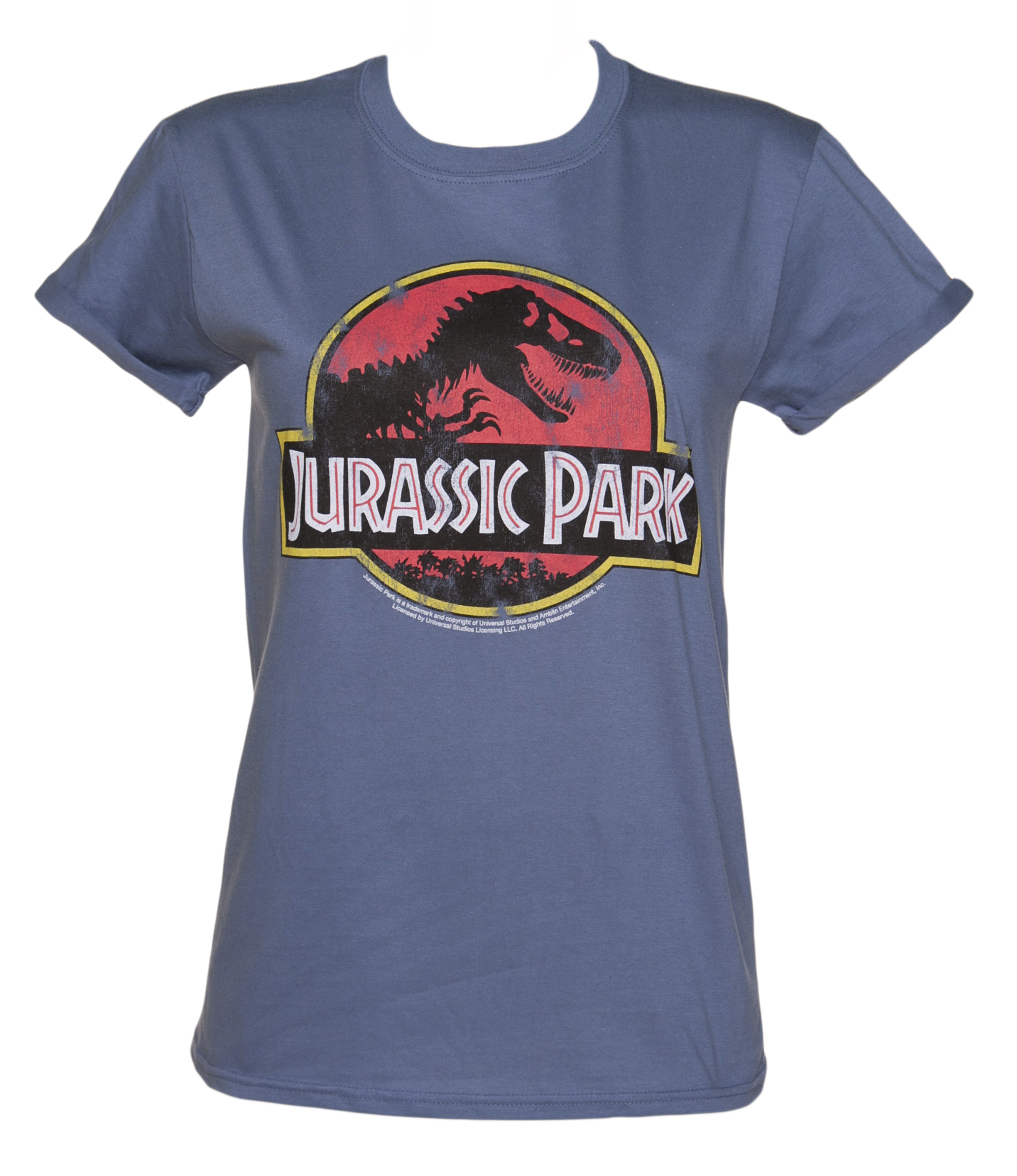 TruffleShuffle Ladies Jurassic Park Logo Rolled Sleeve