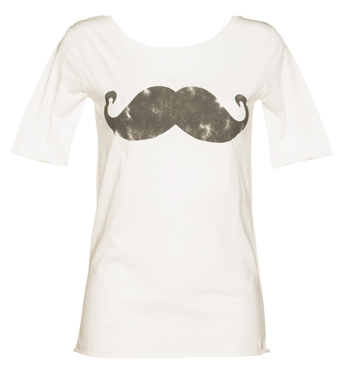 TruffleShuffle Ladies Moustache Slouch Scoop Neck T-Shirt