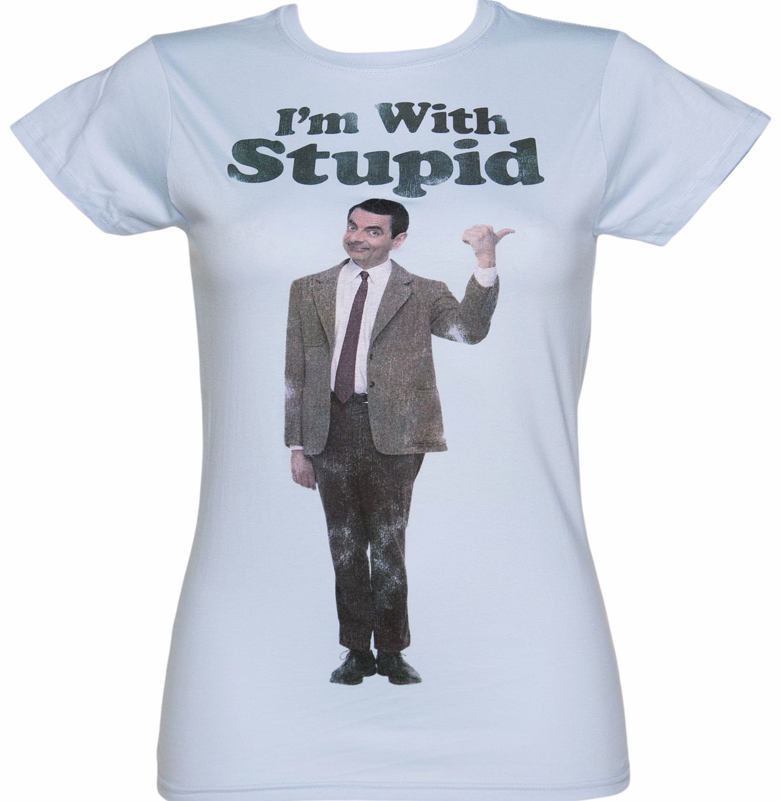 TruffleShuffle Ladies Mr Bean Im With Stupid T-Shirt