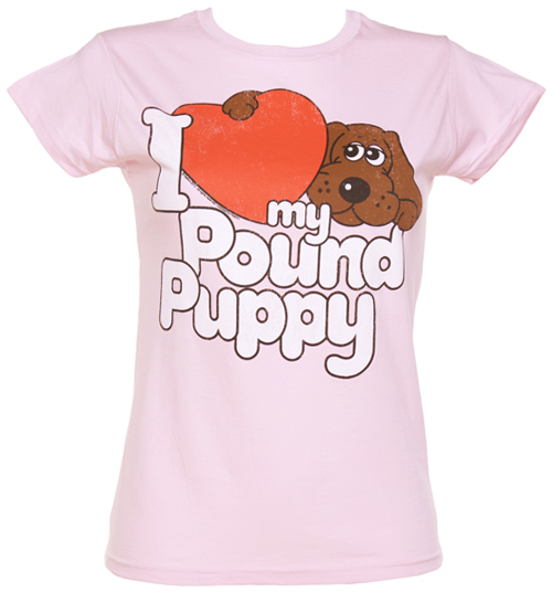 TruffleShuffle Ladies Pink I Heart My Pound Puppy T-Shirt