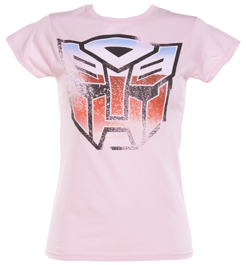 TruffleShuffle Ladies Pink Transformers Autobot T-Shirt