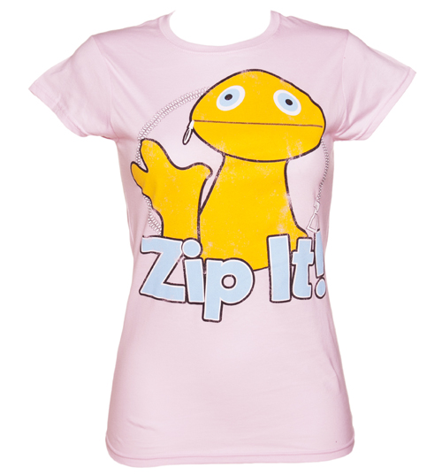 TruffleShuffle Ladies Pink Zippy Zip It Rainbow T-Shirt