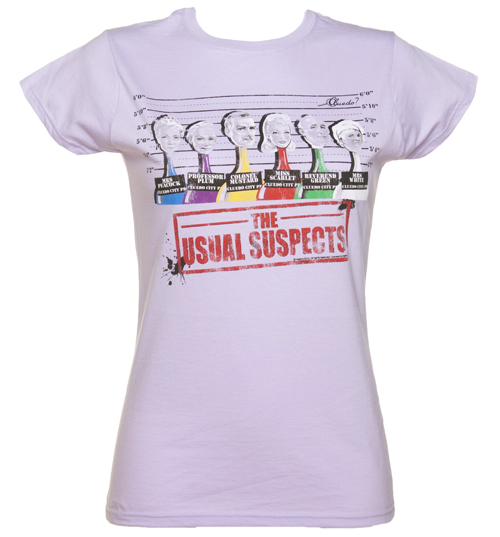 Ladies Purple Cluedo The Usual Suspects T-Shirt