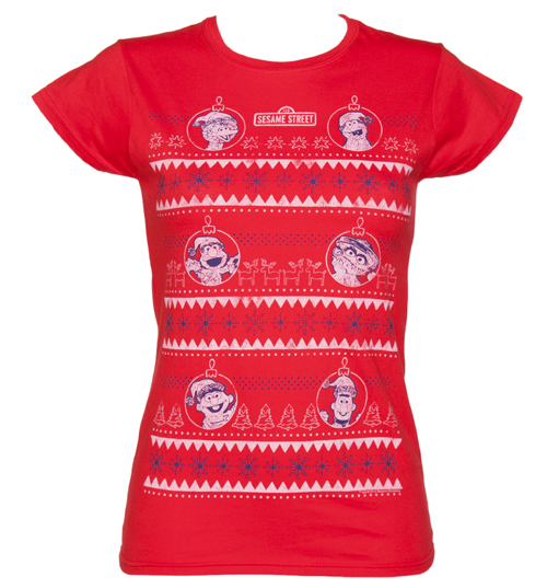 TruffleShuffle Ladies Sesame Street Christmas Jumper T-Shirt