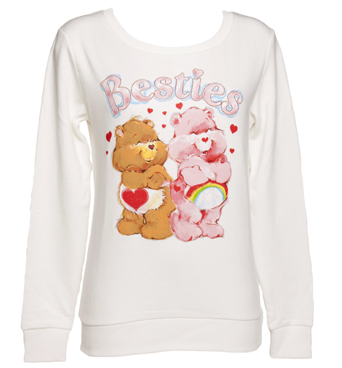 TruffleShuffle Ladies Sugar White Care Bears Besties Sweater