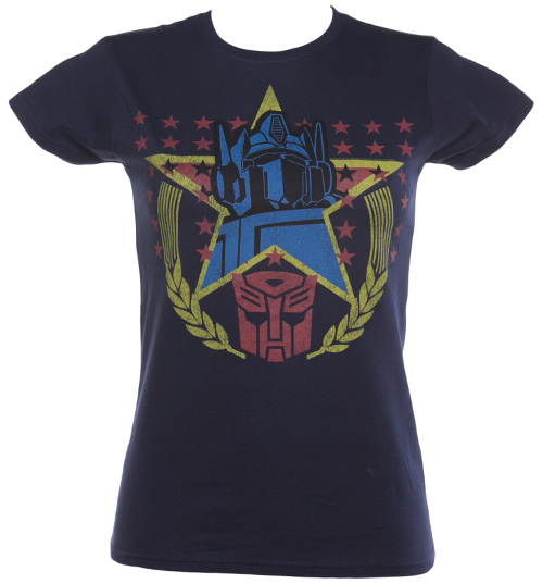 Ladies Transformers Optimus Prime Stars T Shirt