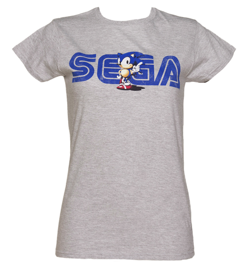 TruffleShuffle Ladies Vintage Sonic and Sega Logo T-Shirt