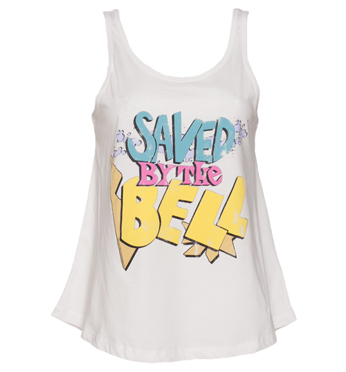 Ladies White 90s Saved By The Bell Logo
