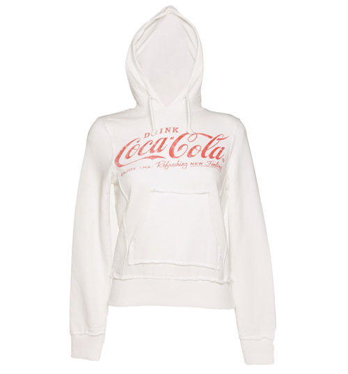 TruffleShuffle Ladies White Coca Cola Logo Hoodie