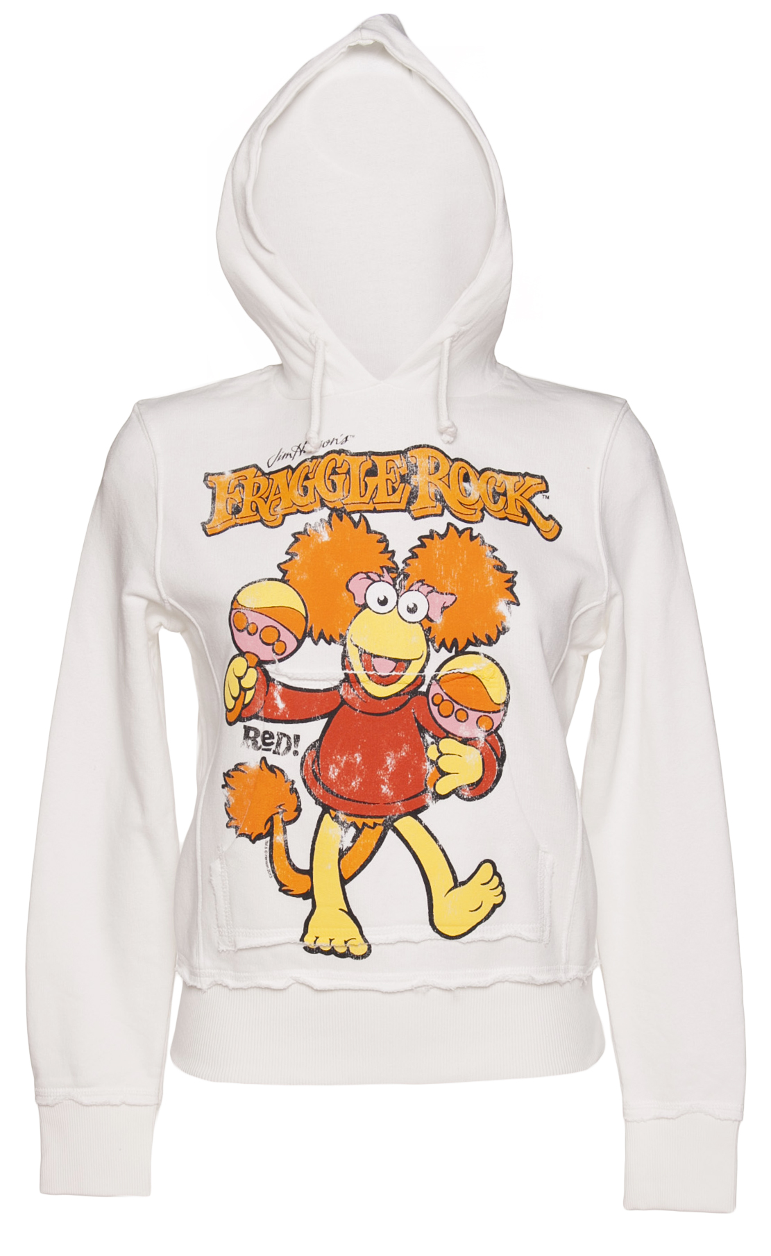 Ladies White Fraggle Rock Red Hoodie