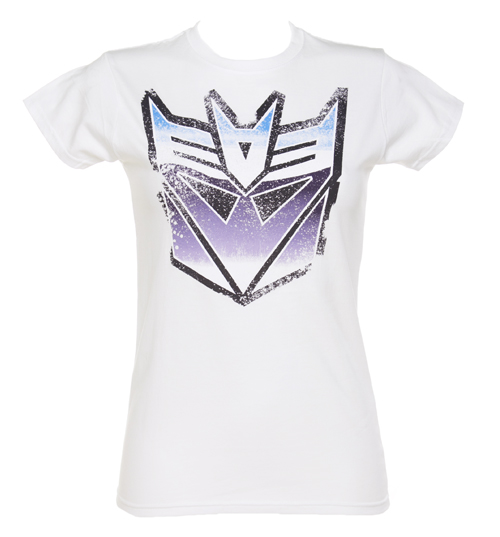 TruffleShuffle Ladies White Transformers Decepticon T-Shirt