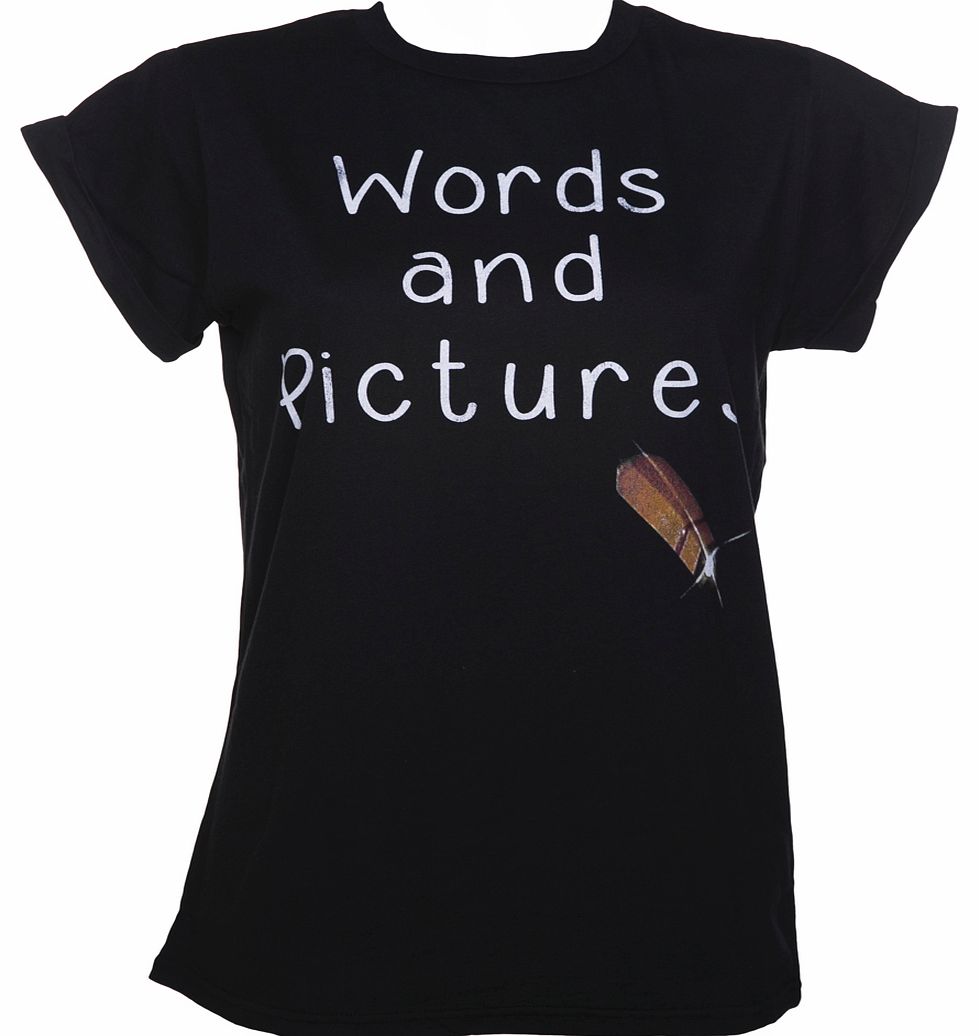 TruffleShuffle Ladies Words and Pictures Rolled Sleeve