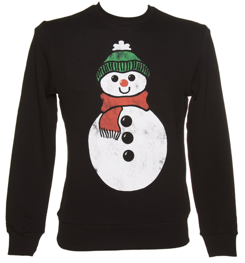 Mens Black Snowman Christmas Sweater