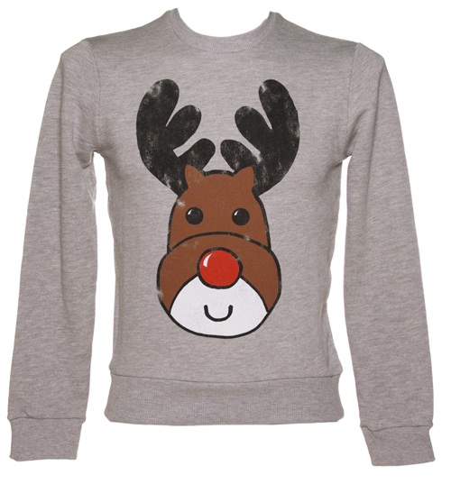 TruffleShuffle Mens Grey Reindeer Christmas Sweater