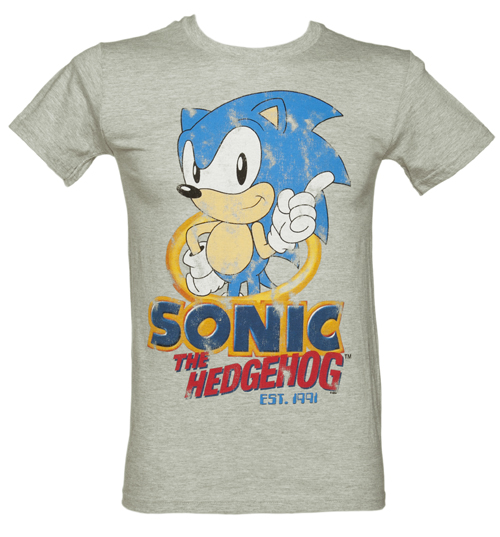 Mens Grey Sonic The Hedgehog T-Shirt