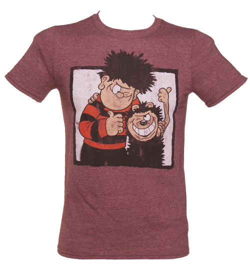 TruffleShuffle Mens Heather Maroon Beano and Gnasher T-Shirt