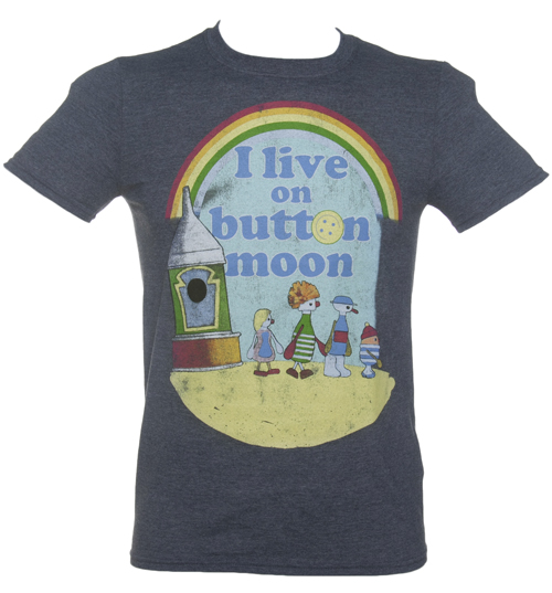 TruffleShuffle Mens Heather Navy I Live On Button Moon