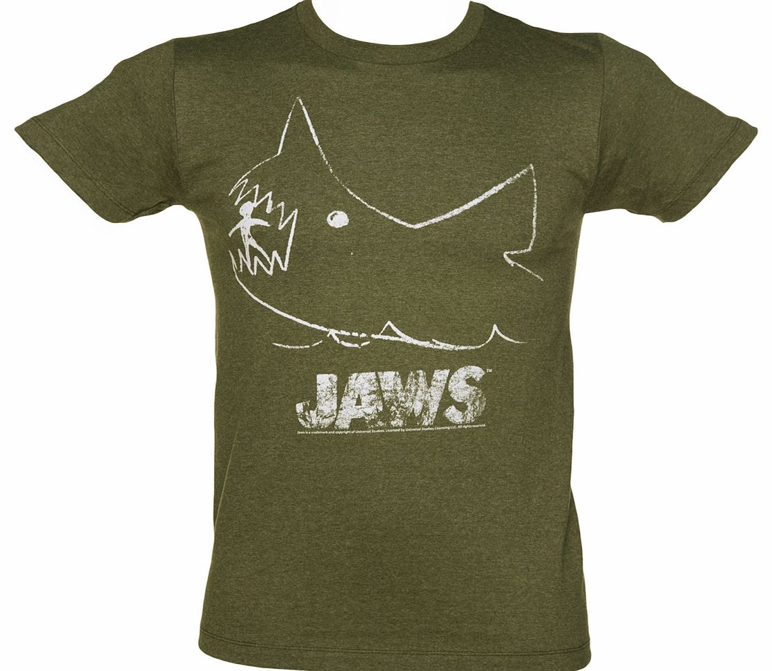TruffleShuffle Mens Khaki Jaws Chalk Sketch T-Shirt