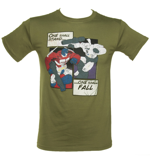 Mens Khaki Transformers Comic Strip T-Shirt