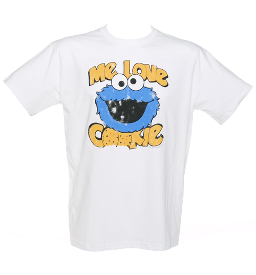 TruffleShuffle Mens Sesame Street Me Love Cookies T-Shirt