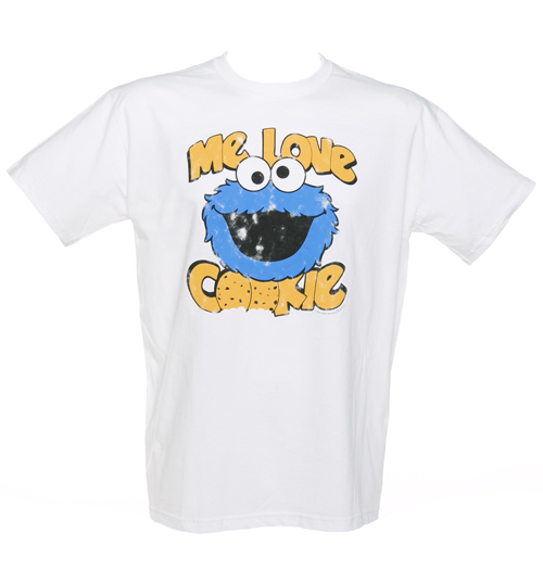 TruffleShuffle Mens Sesame Street Me Love Cookies T-Shirt
