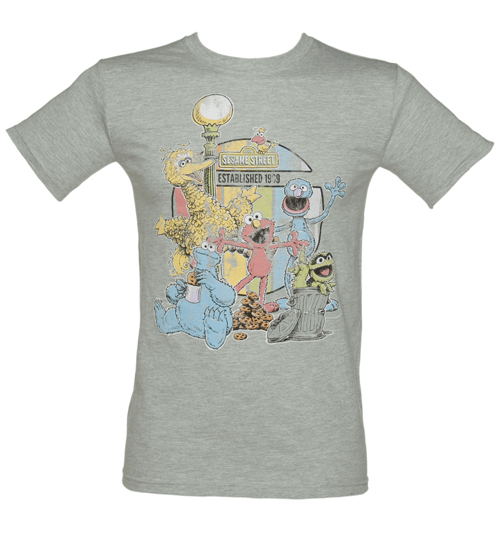 TruffleShuffle Mens Sport Grey Sesame Street 1969 T-Shirt