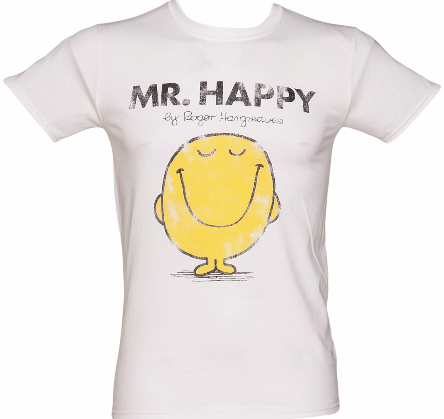 TruffleShuffle Mens White Mr Happy Mr Men T-Shirt