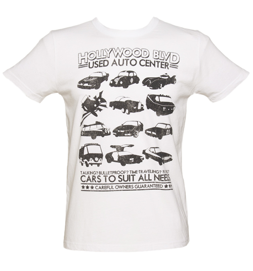 Mens White Retro Star Cars Vintage T-Shirt