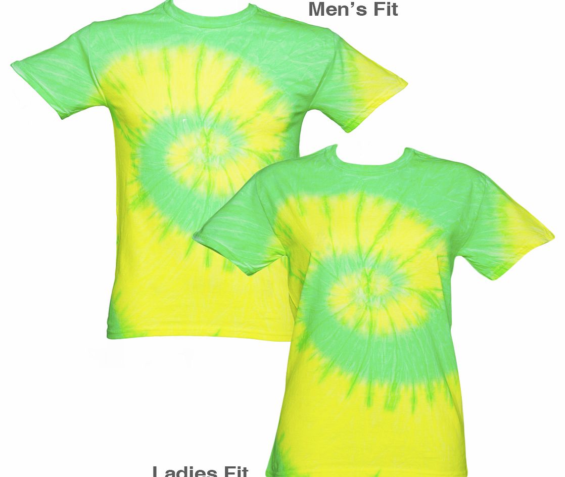 TruffleShuffle Unisex Fluoro Green and Yellow Tie Dye T-Shirt
