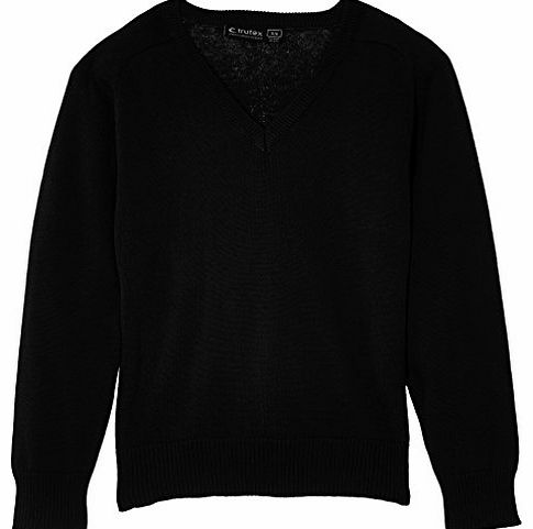Boys Cotton V Neck Plain Jumper, Black, 14 Years (Manufacturer Size: Medium)