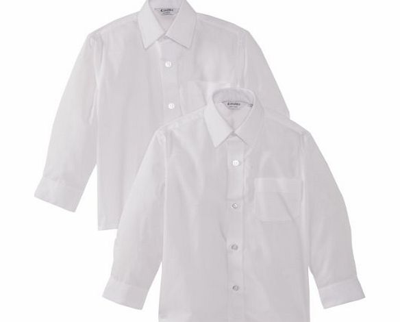 Trutex Limited Boys Long Sleeve Easy Care Plain Shirt, White, 14 Years (Manufacturer Size: 14.5`` Collar) (Twin Pack)