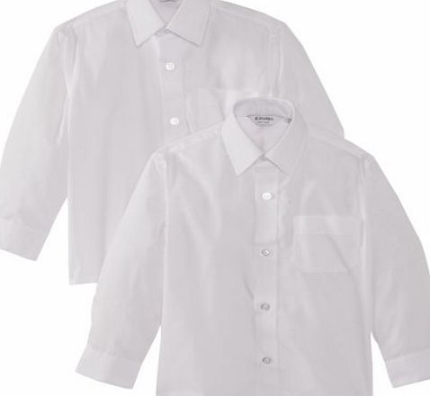 Trutex Limited Boys Long Sleeve Easy Care Plain Shirt, White, 15 Years (Manufacturer Size: 15`` Collar) (Twin Pack)