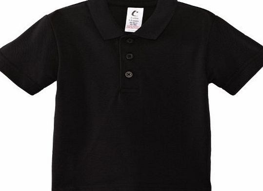 Trutex Limited Boys Short Sleeve Plain Polo Shirt, Black, 7-8 Years (Manufacturer Size: 23-25`` Chest)
