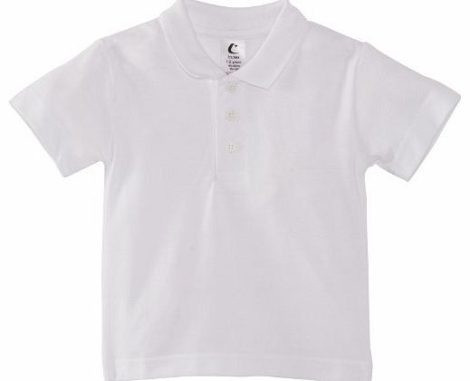 Boys Short Sleeve Plain Polo Shirt, White, 7-8 Years (Manufacturer Size: 23-25`` Chest)
