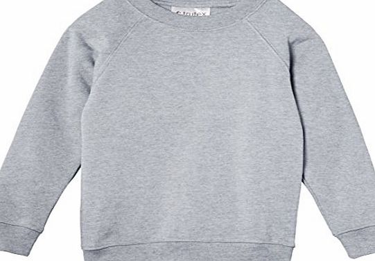 Trutex Limited Unisex Crew Neck Plain Sweatshirt, Marl Grey, 9-10 Years (Manufacturer Size: 25-27`` Chest)