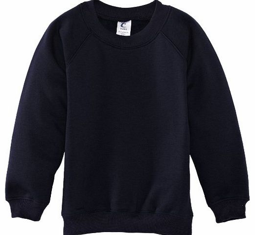 Trutex Limited Unisex Crew Neck Plain Sweatshirt, Navy, 9-10 Years (Manufacturer Size: 25-27`` Chest)