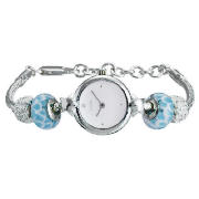Sterling Silver Blue Bead Watch