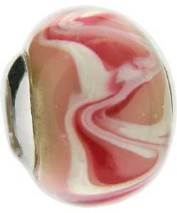 Truth Sterling Silver Cream/Pink Glass Charm
