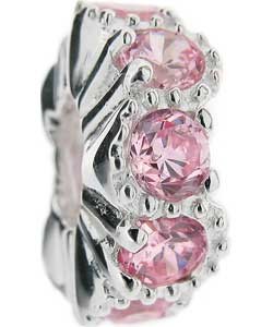 Truth Sterling Silver Crinkle Pink Cz Charm