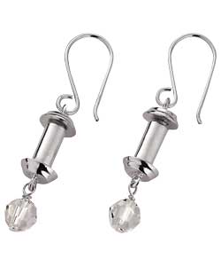 Truth Sterling Silver Drop Crystal Screw Earrings