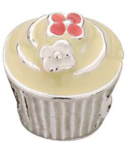 Sterling Silver Enamel Creamy Cupcake Charm