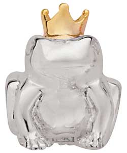 Truth Sterling Silver Frog with Golden Crown Charm