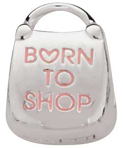 Truth Sterling Silver Pink Enamel Born to Shop Charm