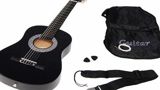 ts-ideen 3089 Childrens Acoustic Guitar 1/2-Size for Ages 6-9 Years with Guitar Case, Strap, Replacement Strings and Plectrum Black