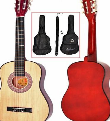 ts-ideen 5257 Childrens Acoustic Guitar 1/2-Size for Age 6 to 9 Years with Guitar Case / Strap / Replacement Strings / natural Brown